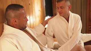 After the sauna, step son gets rammed by step dad's dong