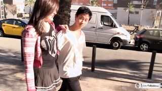 Asian Pornstar Fucks Spanish & Chinese Guys While Redhead Is Watching
