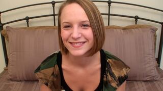 Deep throating teen sucks an 8 inch meat