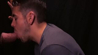 Sexy glory hole blowjob & deepthroat with twink & daddy