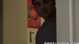 Lustful jock hardcore DP raw 3way with step daddy