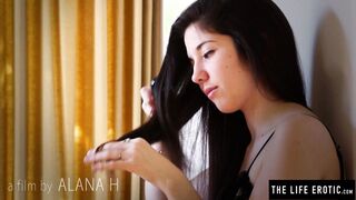 Ravishing Margot B strips to finger her trimmed cunt