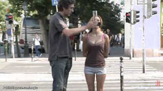 Titty Romanian takes huge dick outdoors
