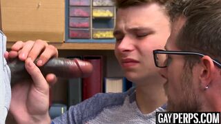 Double penetration banged twink gets punished for stealing with his daddy