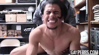 Young latino hunk cums after riding raw police black dick