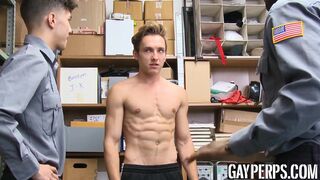 Sexy jock busted stealing & screwed by security officers