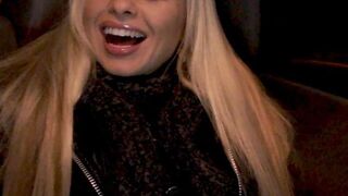 Slutty blonde ravaged in a public bathroom