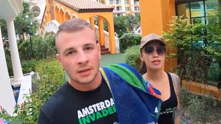 Amateurs doing a gym workout before fucking on camera in the hotel