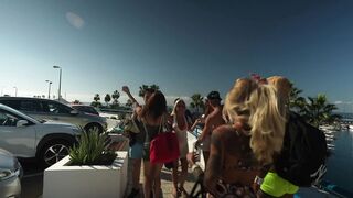 The adventurers all board the Swame Boat!