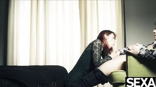 Petite redhead babe has wild multi-orgasmic sex with a stranger