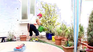 German Gilf With Big Tits Seduce To Fuck In Her Garden