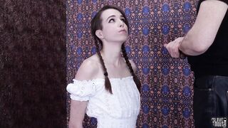 Restrained teen gets throat screwed