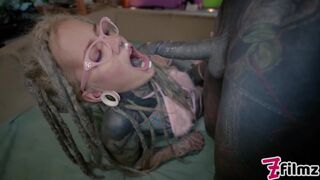Hot dreadlock hippie with glasses getting ANAL screwed - POV, booty to mouth, facial cumshot