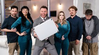 Buxom big boobs Stepmoms fuck stepfamily to win prize on a game show