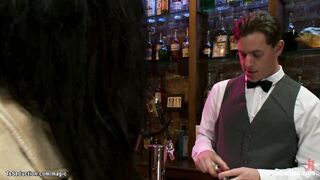 Bartender anal fucked by Tranny over table