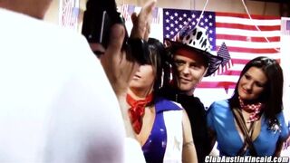 4 big tits boucing as Austin Kincaid & Brooke Haven ride prick