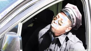 Jessica Rex takes on a big black police meat outdoors