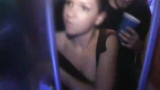 Petite blonde rides university meat at party