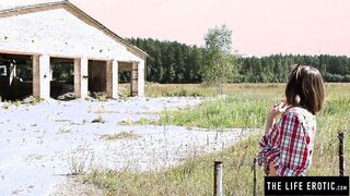 Tied up hottie Mira V is rubbing her nice snatch