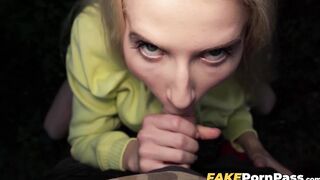 Blonde Vanessa Hillz revealed her boobs which made my dick hard enough to fuck h