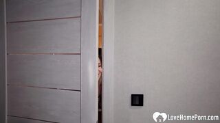 Horny babe swaps herself with my toy