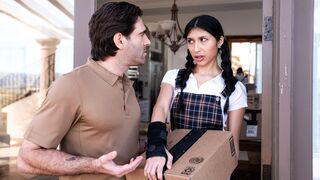 Big ass Latin teen stepdaughter rewards step dad for saving her