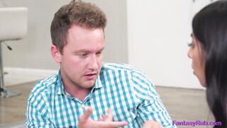 Lubed goddess banged after erotic massage