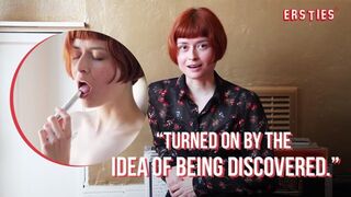 Ersties - Adorable Redhead Enne Puts a Finger Inside Her Beaver While Masturbating