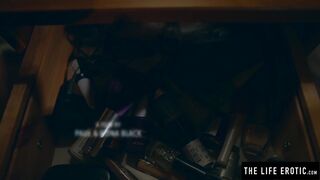 Darla plays with her wet cherry in the bedroom