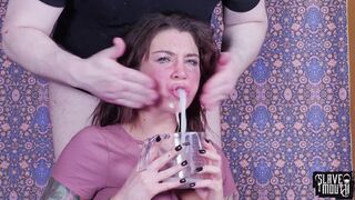 Tatted submissive throat ravaged