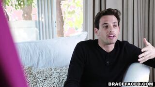 Braced Valedictorian Step Sister gets Cum as Lubricant