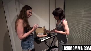 Titty Alice Maze comforts her stepmommy Lucy Love with sex toys