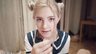 Kawaii college girl gets creampie & facial - Eva Elfie