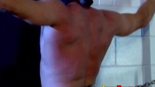 Time with whip in bondage with muscular tied up hunk man