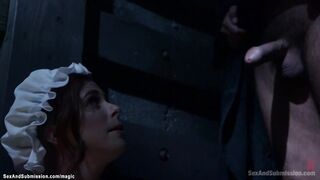 Bound adulteress screwed by priest