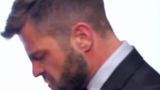 Sexy stud in classy jacket slamming coworkers tight butt