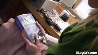 Big Breasted blonde strips off