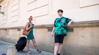 Hot MILF lost in Prague but finds a helpful boy - Laurua Blond