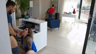 Wet Kelly extreme passionate public fuck at work with a costumer