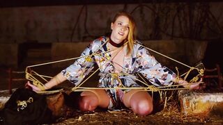 Blond babe gets nipples hurt while she drinks piss