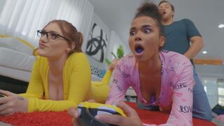 REALITY KINGS Hotties demanded some dick while gaming - Aria Kai, Alina Ali, Kyle Mason
