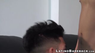 Tatted latino twink raw riding boyfriends huge cock for cum