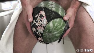 Horny Blonde Hawaiian Gizelle Blanco Catches Her Hubby Fucking A Watermelon