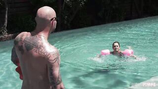 Petite Brunette Is Big Enough To Swim, & Big Enough To Fuck