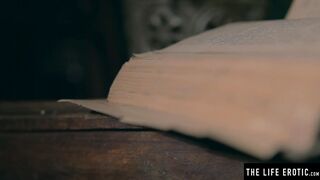 Pretty Mira V licks a sex toy before fucking herself