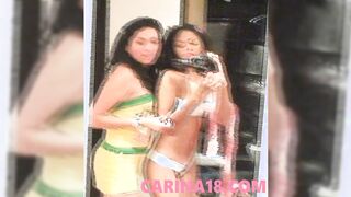 Naughty teen lesbo filming