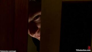 Dude unties T-girl & then gets screwed