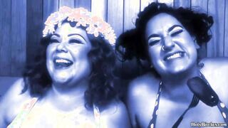 Two thick dominas strapon-fucking their slave