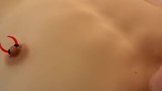 Adorable guy solo with a dick in his hand watching juicy porn