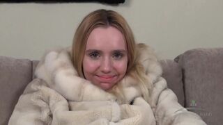 Satisfying Daniella strips & dildo fucks her twat